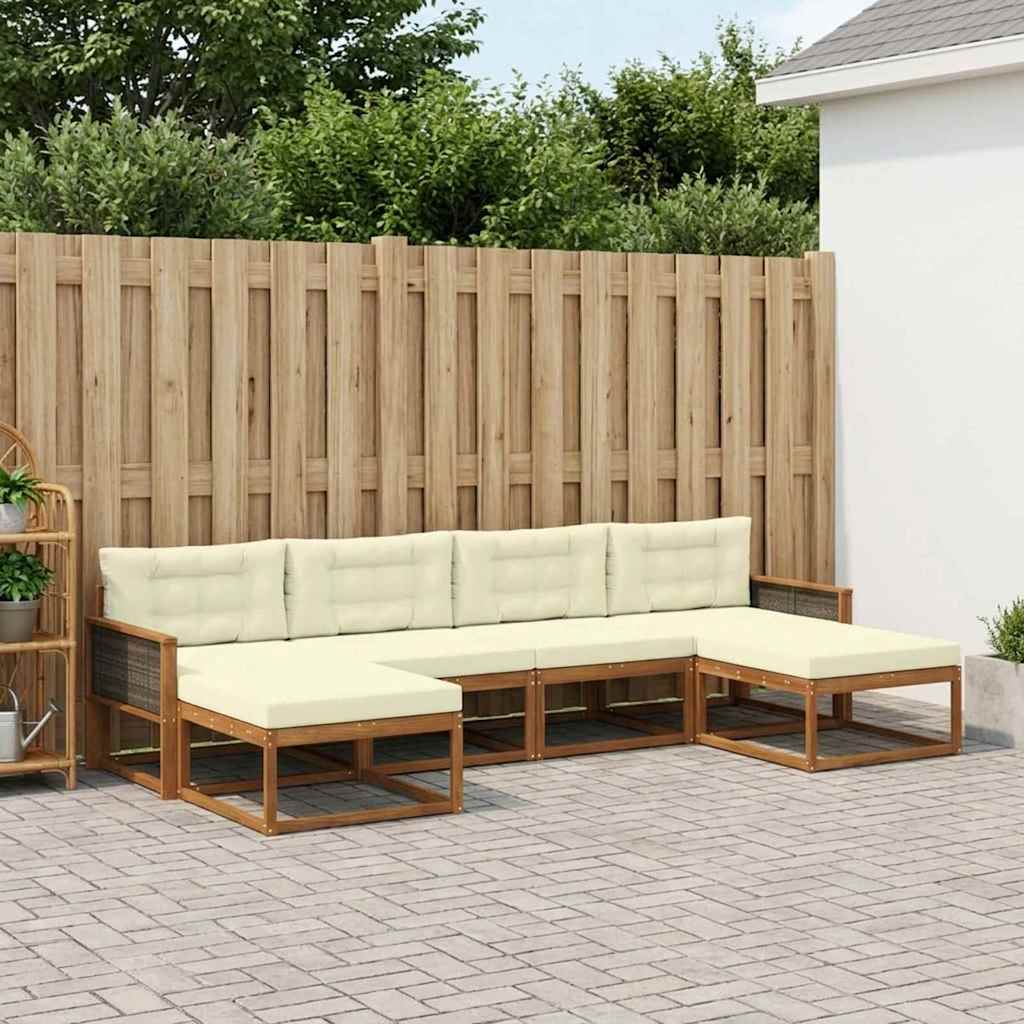 vidaXL Set de canapele de exterior cu pernă 6 pcs Natural și Crem
