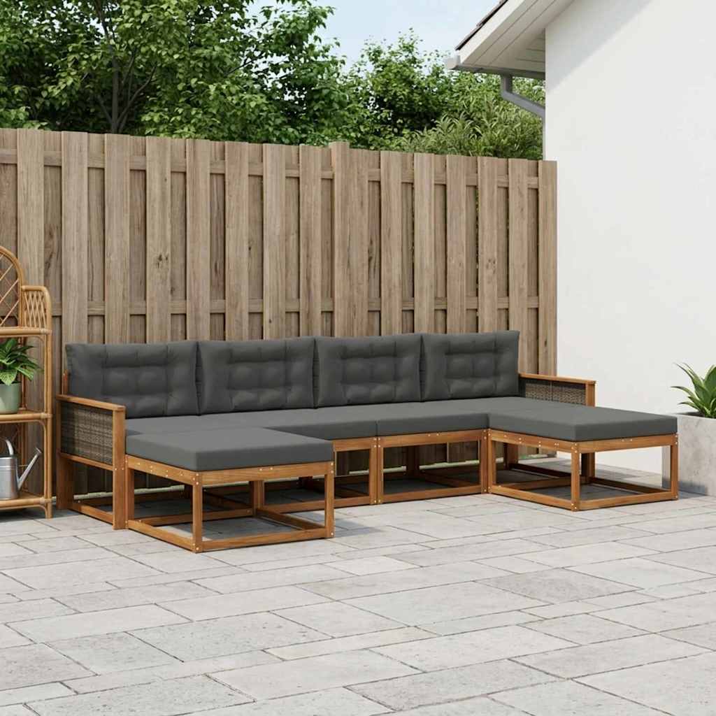 vidaXL Set de canapele de exterior cu pernă 6 pcs Natural și Antracit