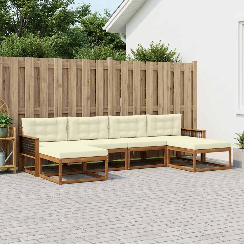vidaXL Set de canapele de exterior cu pernă 6 pcs Natural și Crem