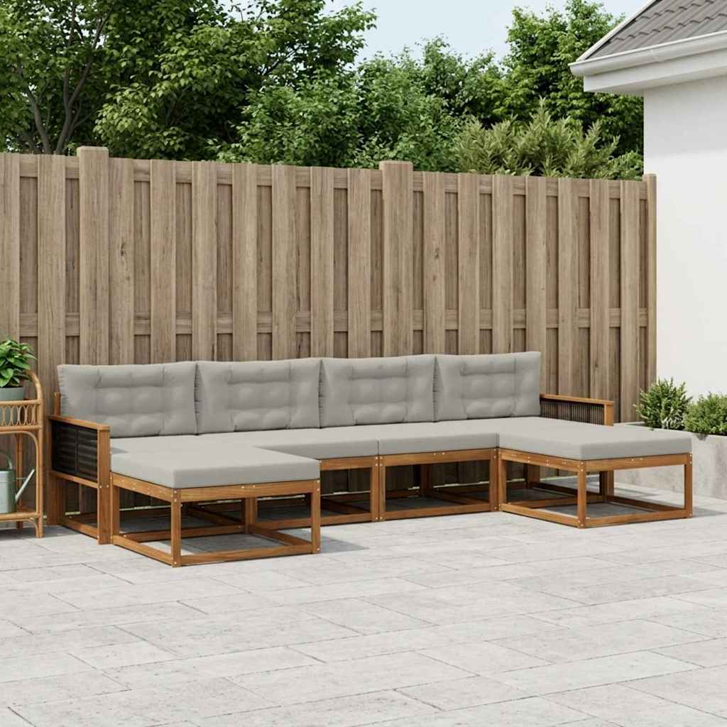 vidaXL Set de canapele de exterior 6 pcs Natural și gri deschis
