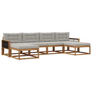 Zunanja garnitura za sedenje 6 pcs Naravna in svetlo siva