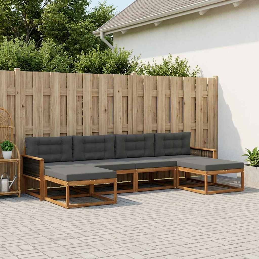 vidaXL Set de canapele de exterior cu pernă 6 pcs Natural și Antracit