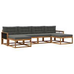 Zunanja garnitura za sedenje 6 pcs Naravna in antracitna