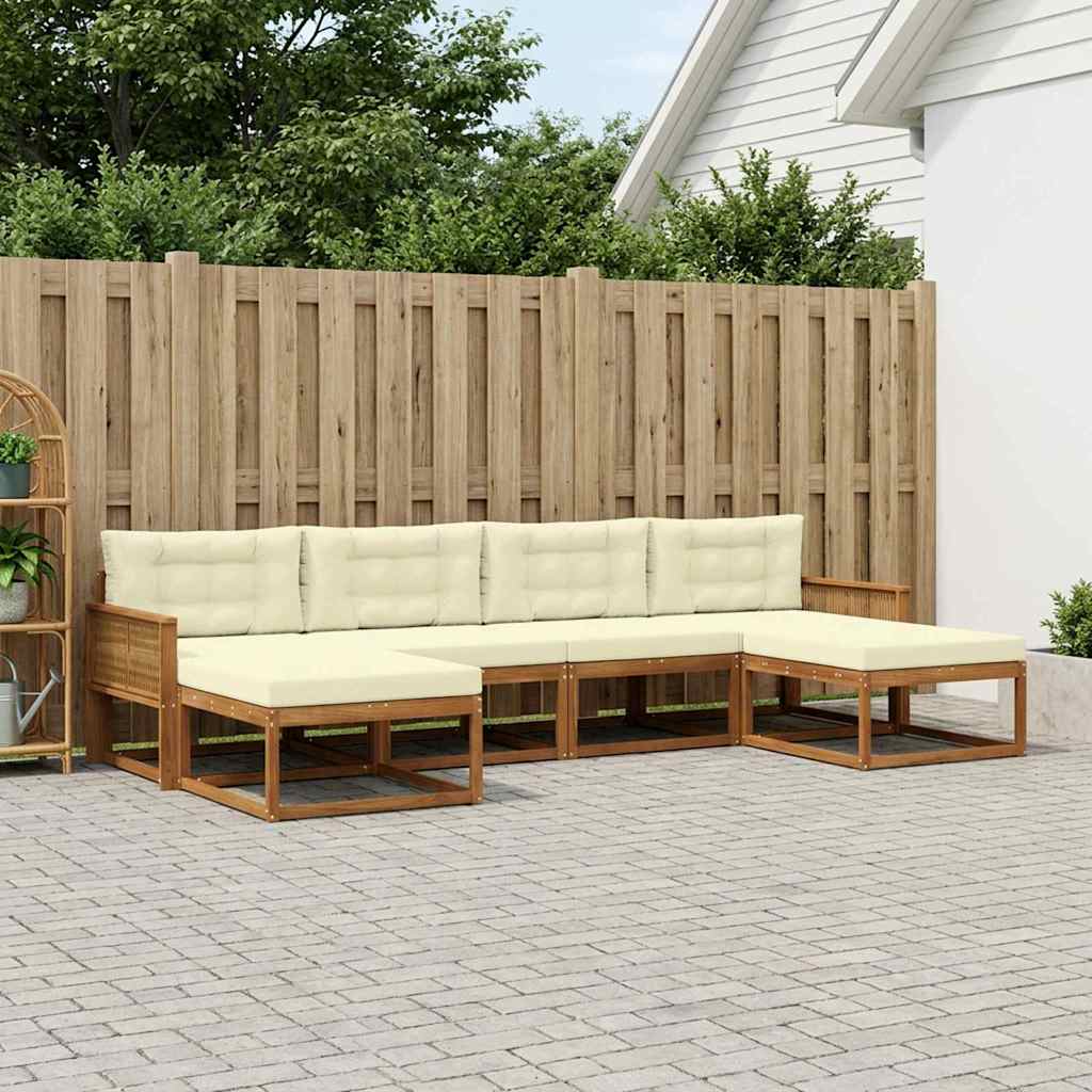 vidaXL Set de canapele de exterior cu pernă 6 pcs Natural și Crem