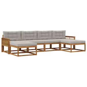 Zunanja garnitura za sedenje 6 pcs Naravna in svetlo siva