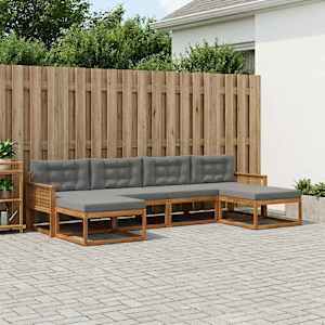 Zunanja garnitura za sedenje 6 pcs Naravna in antracitna