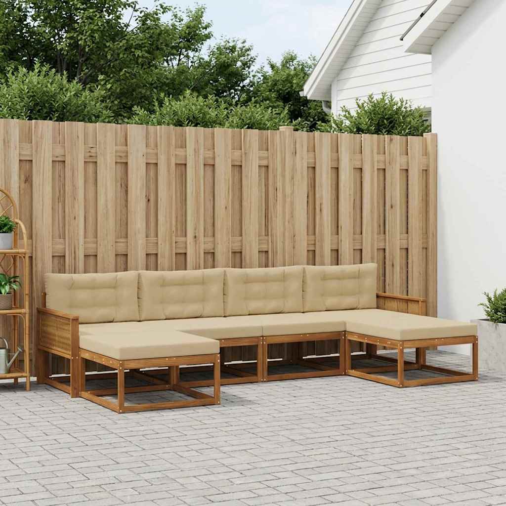 vidaXL Set de canapele de exterior 6 buc. Natural și Bej