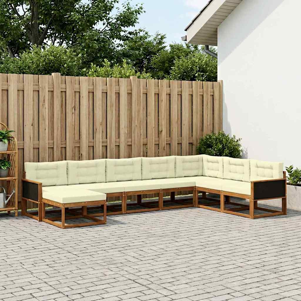 vidaXL Set de canapele de exterior cu pernă 8 pcs Natural și Crem
