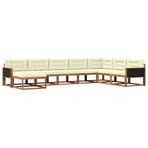 Zunanja garnitura za sedenje z blazino 8 pcs Naravna in smetana