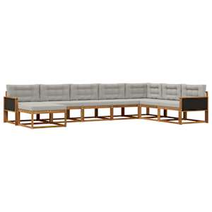 Zunanja garnitura za sedenje 8 pcs Naravna in svetlo siva