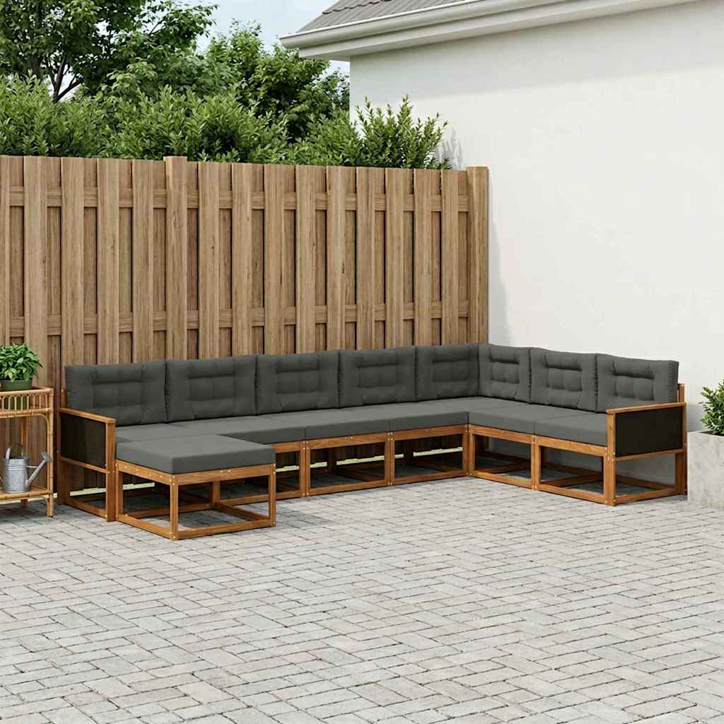 vidaXL Set de canapele de exterior cu pernă 8 pcs Natural și Antracit