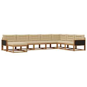 Zunanja garnitura za sedenje z blazino 8 pcs Naravna in bež