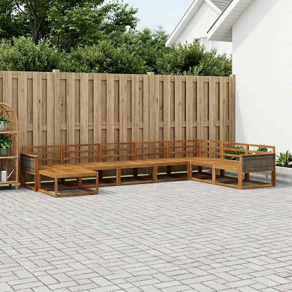 vidaXL Set de canapele de exterior 8 pcs natural Lemn Solid de Acacia