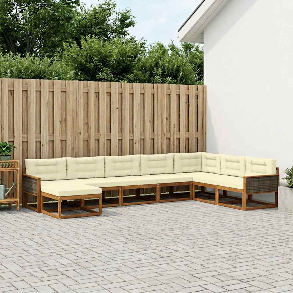 vidaXL Set de canapele de exterior cu pernă 8 pcs Natural și Crem