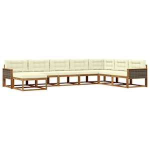 Zunanja garnitura za sedenje z blazino 8 pcs Naravna in smetana