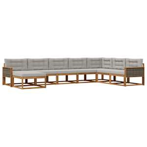 Zunanja garnitura za sedenje 8 pcs Naravna in svetlo siva