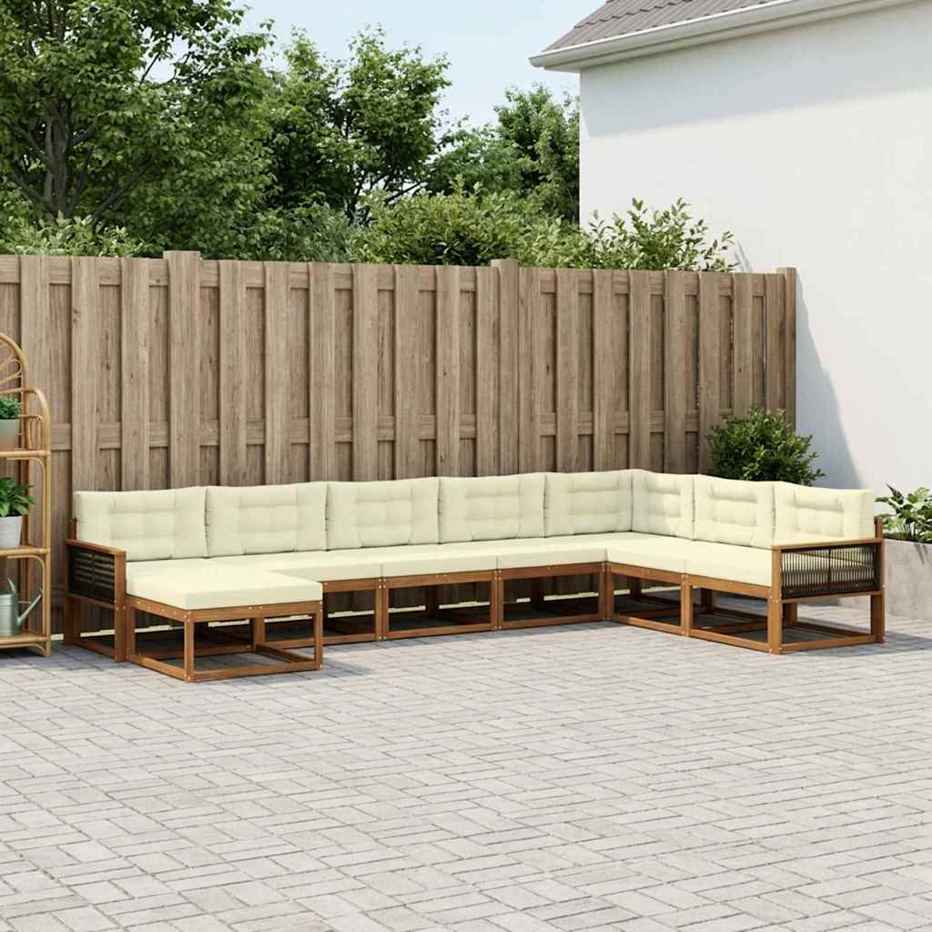 vidaXL Set de canapele de exterior cu pernă 8 pcs Natural și Crem