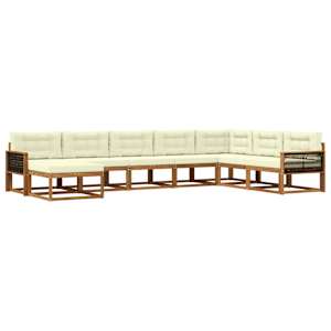 Zunanja garnitura za sedenje z blazino 8 pcs Naravna in smetana