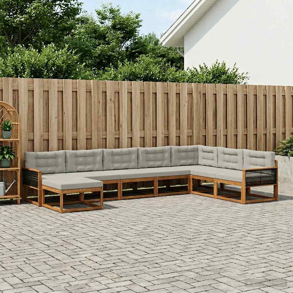 vidaXL Set de canapele de exterior 8 pcs Natural și gri deschis