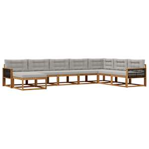 Zunanja garnitura za sedenje 8 pcs Naravna in svetlo siva