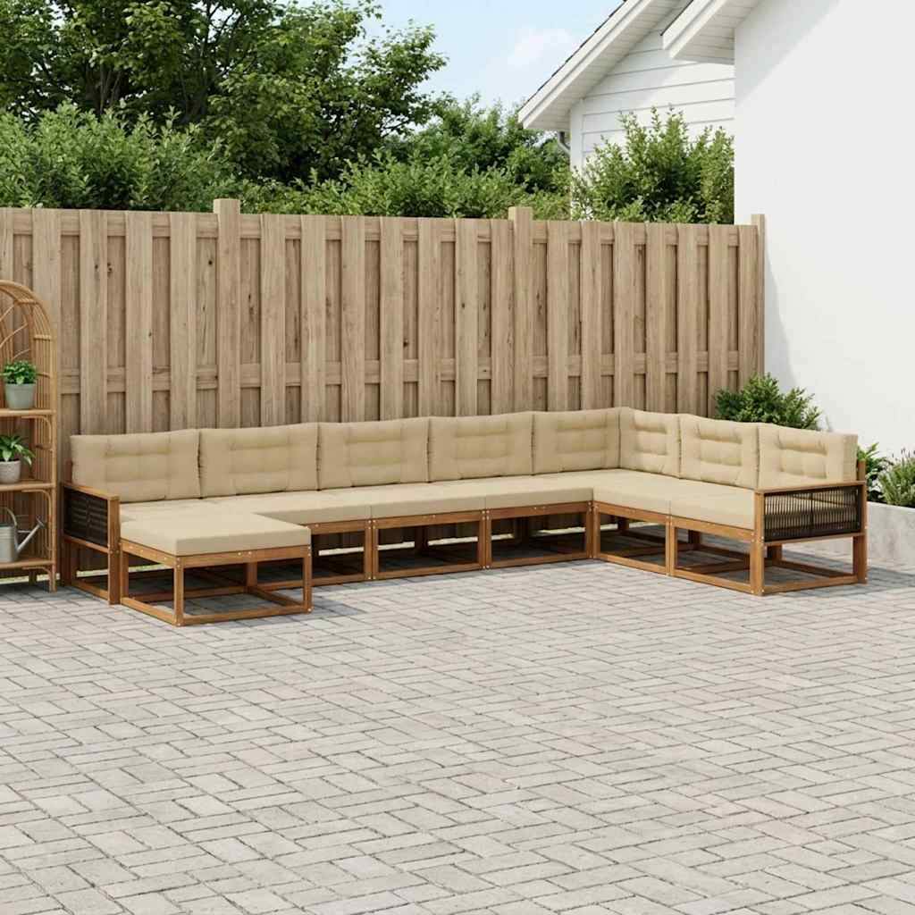 vidaXL Set de canapele de exterior cu pernă 8 pcs Natural și Bej