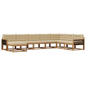 Zunanja garnitura za sedenje z blazino 8 pcs Naravna in bež