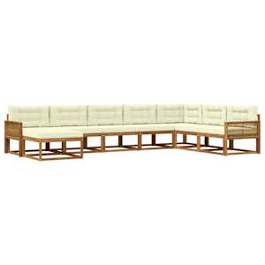 Zunanja garnitura za sedenje z blazino 8 pcs Naravna in smetana