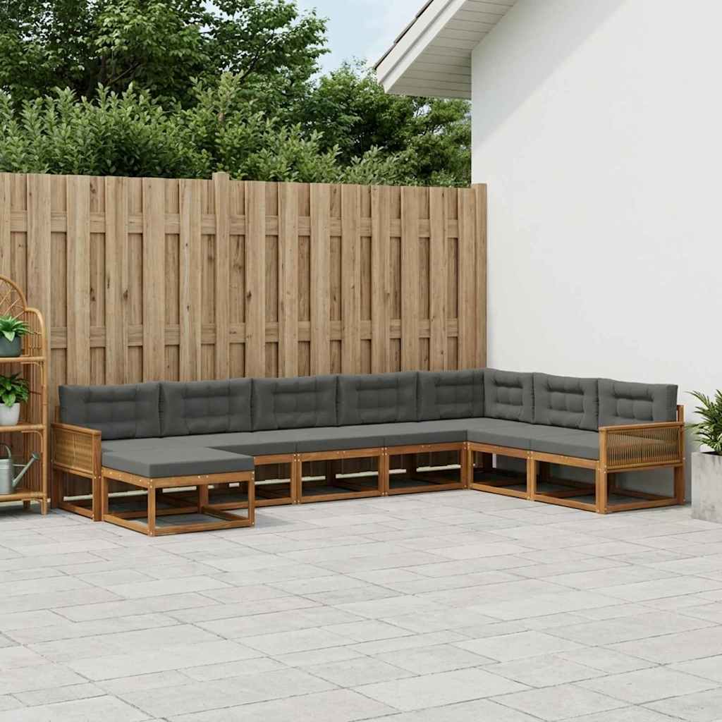 vidaXL Set de canapele de exterior cu pernă 8 pcs Natural și Antracit