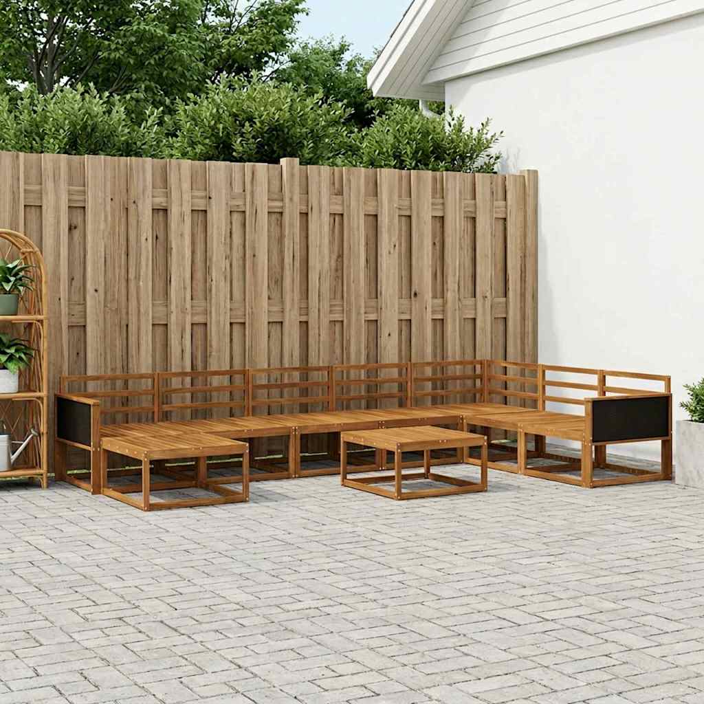 vidaXL Set de canapele de exterior 9 pcs natural Lemn Solid de Acacia