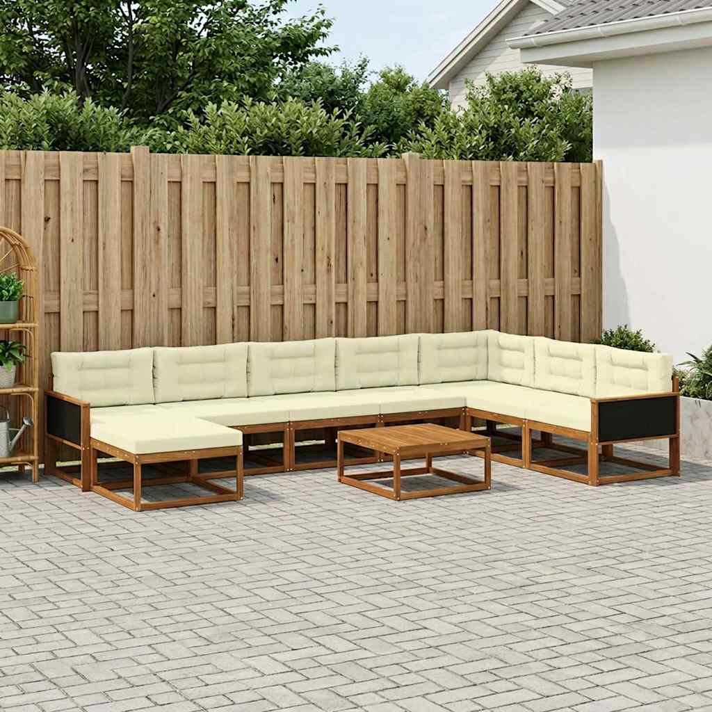 vidaXL Set de canapele de exterior cu pernă 9 pcs Lemn Solid de Acacia