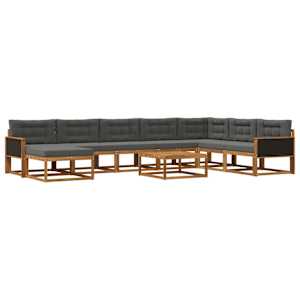 Zunanja garnitura za sedenje 9 pcs Naravna in antracitna