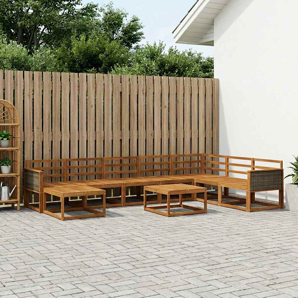 vidaXL Set de canapele de exterior 9 pcs natural Lemn Solid de Acacia