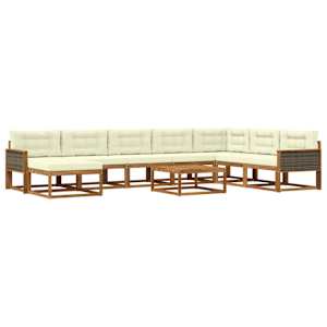 Zunanja garnitura za sedenje z blazino 9 pcs Naravna in smetana