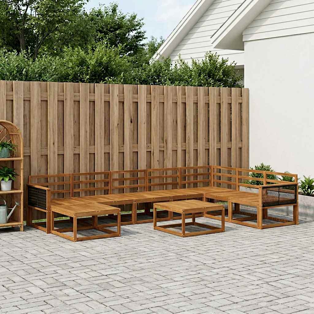 vidaXL Set de canapele de exterior 9 pcs natural Lemn Solid de Acacia