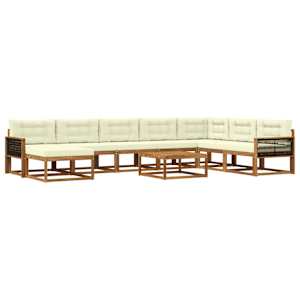 Zunanja garnitura za sedenje z blazino 9 pcs Naravna in smetana