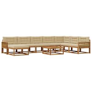 Zunanja garnitura za sedenje z blazino 9 pcs Naravna in bež