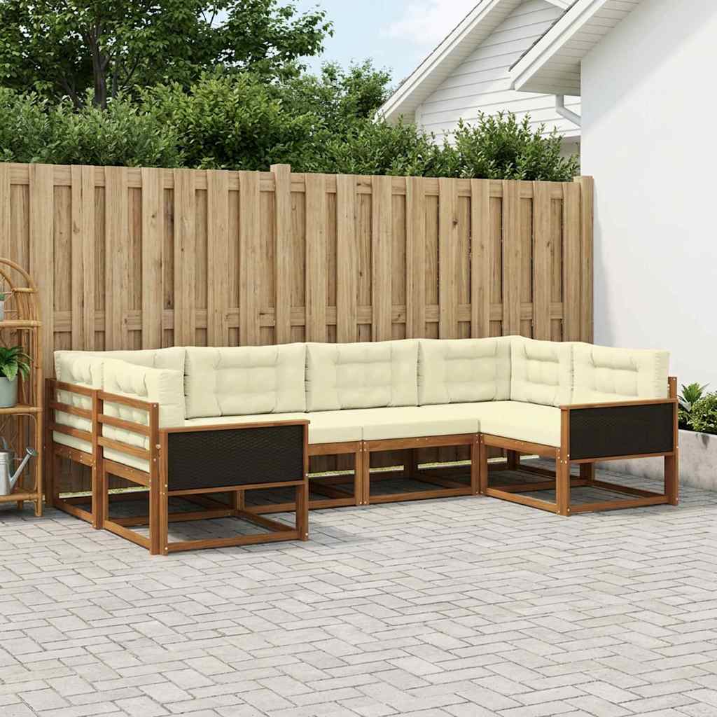vidaXL Set de canapele de exterior cu pernă 6 pcs Natural și Crem
