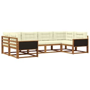 Zunanja garnitura za sedenje z blazino 6 pcs Naravna in smetana