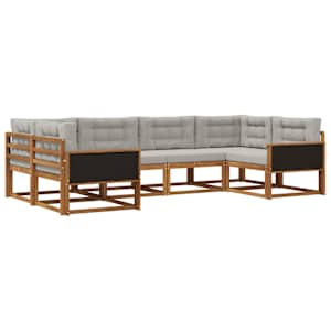 Zunanja garnitura za sedenje 6 pcs Naravna in svetlo siva