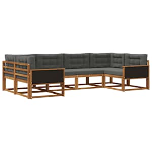 Zunanja garnitura za sedenje 6 pcs Naravna in antracitna