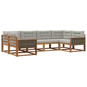 Zunanja garnitura za sedenje 6 pcs Naravna in svetlo siva