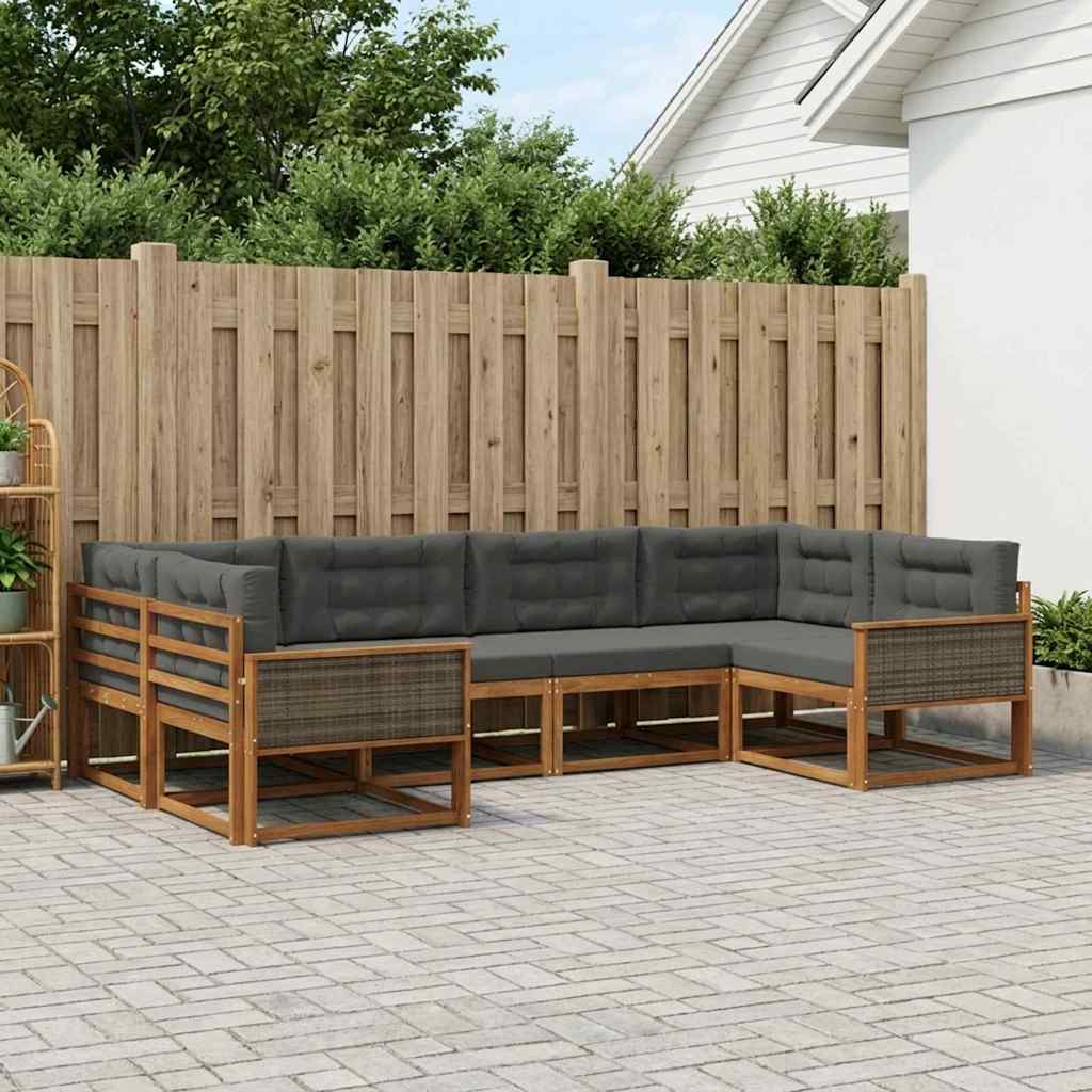 vidaXL Set de canapele de exterior cu pernă 6 pcs Natural și Antracit