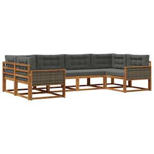 Zunanja garnitura za sedenje 6 pcs Naravna in antracitna