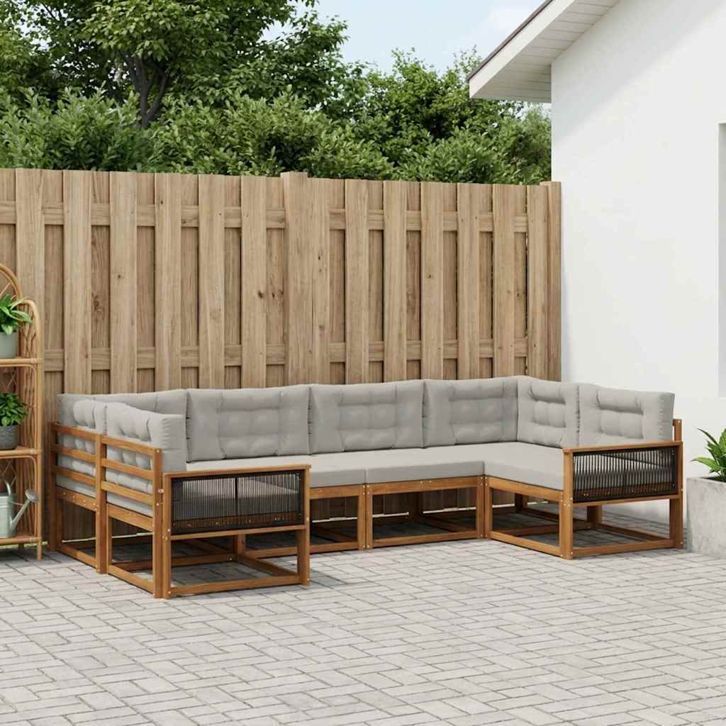 vidaXL Set de canapele de exterior 6 pcs Natural și gri deschis