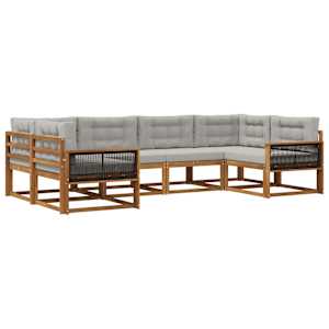 Zunanja garnitura za sedenje 6 pcs Naravna in svetlo siva