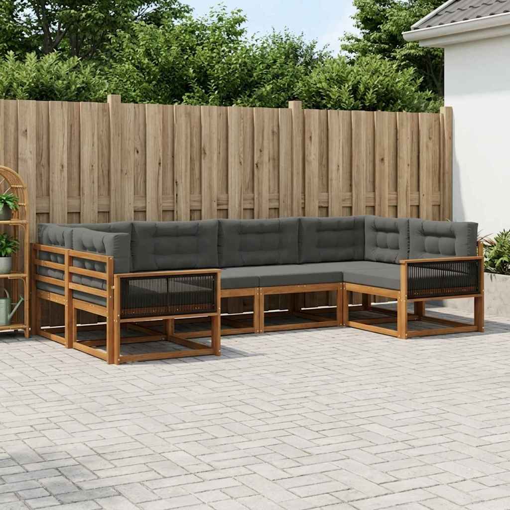 vidaXL Set de canapele de exterior cu pernă 6 pcs Natural și Antracit