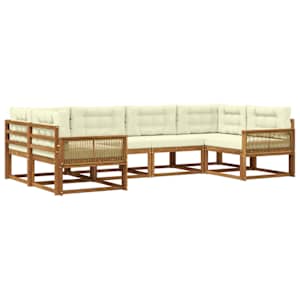 Zunanja garnitura za sedenje z blazino 6 pcs Naravna in smetana