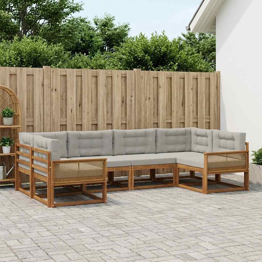 vidaXL Set de canapele de exterior 6 pcs Natural și gri deschis