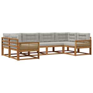 Zunanja garnitura za sedenje 6 pcs Naravna in svetlo siva