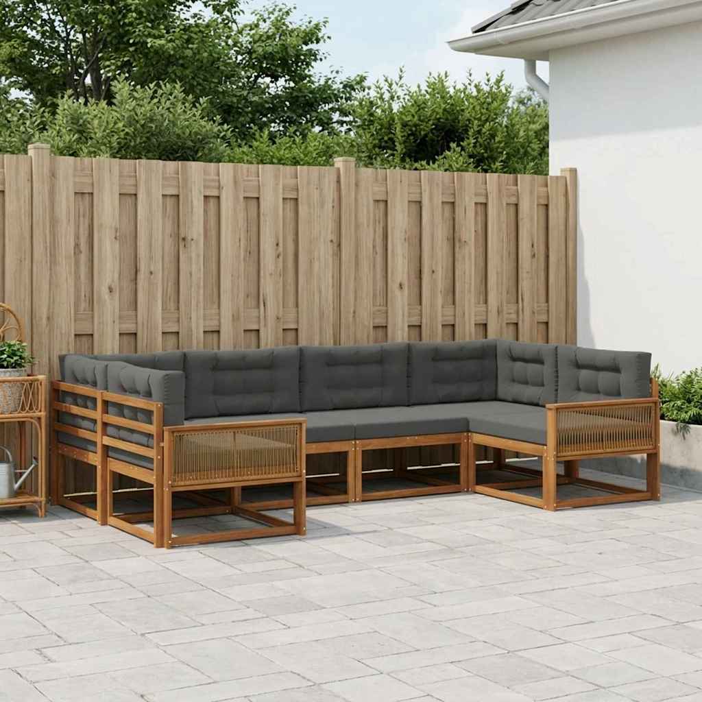 vidaXL Set de canapele de exterior cu pernă 6 pcs Natural și Antracit